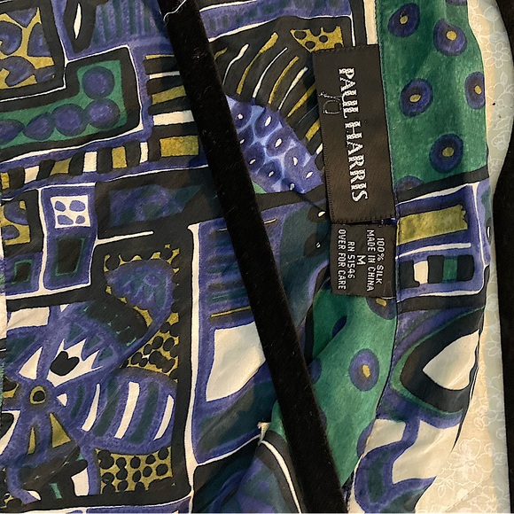 Paul Harris Womens Shirt Size Small 100% Silk Button Down Blouse Retro 90's Look - Picture 6 of 6